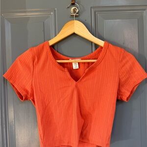 Orange Ribbed Women's Crop Top